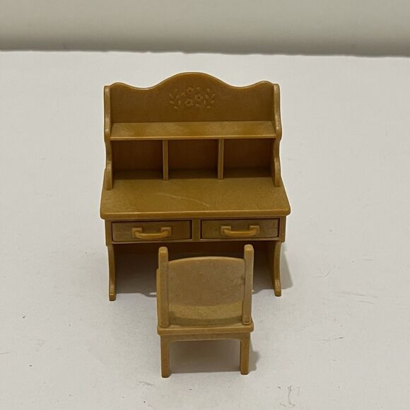 Sylvanian Families Calico Critters Surest Study Desk & Chair Drawers Tan Epoch - Picture 2 of 8